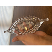 VTG AMERICAN FOSTORIA Cubist Pattern Small Boat Dish 8.5"L