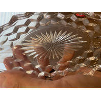 VTG AMERICAN FOSTORIA Cubist Pattern Small Boat Dish 8.5"L