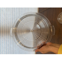 VTG 14" Anchor Hocking MANHATTAN Glass Relish Tray W/Ruby Red Relish Inserts