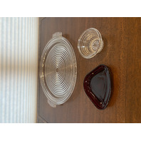 VTG 14" Anchor Hocking MANHATTAN Glass Relish Tray W/Ruby Red Relish Inserts