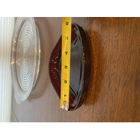 VTG 14" Anchor Hocking MANHATTAN Glass Relish Tray W/Ruby Red Relish Inserts