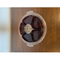 VTG 14" Anchor Hocking MANHATTAN Glass Relish Tray W/Ruby Red Relish Inserts