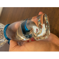 VTG HEAVY MURANO 2 Fish In A Bag Art Glass Sculpture 7"H, ITALY