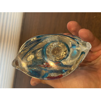 VTG HEAVY MURANO 2 Fish In A Bag Art Glass Sculpture 7"H, ITALY