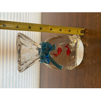 VTG HEAVY MURANO 2 Fish In A Bag Art Glass Sculpture 7"H, ITALY
