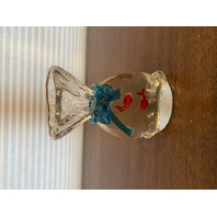 VTG HEAVY MURANO 2 Fish In A Bag Art Glass Sculpture 7"H, ITALY