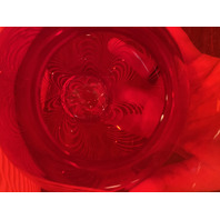 VTG Red & White DURAND PULLED FEATHER Art Glass Pitcher 7.25"H