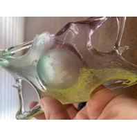 VTG Multicolored Murano Art Glass Basket/Candy Dish 7.5"L