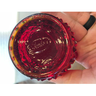 VTG FENTON Small Amberina Hobnail Art Glass Ruffled Rim Vase 3"H