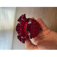 VTG FENTON Small Amberina Hobnail Art Glass Ruffled Rim Vase 3"H