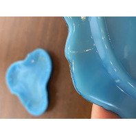 PAIR Of ANTIQUE DITHRIDGE Blue Opaline Glass Dishes