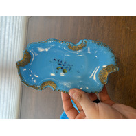 PAIR Of ANTIQUE DITHRIDGE Blue Opaline Glass Dishes