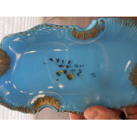 PAIR Of ANTIQUE DITHRIDGE Blue Opaline Glass Dishes