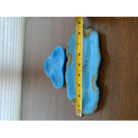 PAIR Of ANTIQUE DITHRIDGE Blue Opaline Glass Dishes