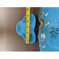 PAIR Of ANTIQUE DITHRIDGE Blue Opaline Glass Dishes