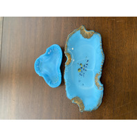 PAIR Of ANTIQUE DITHRIDGE Blue Opaline Glass Dishes