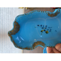 PAIR Of ANTIQUE DITHRIDGE Blue Opaline Glass Dishes