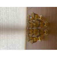 SET(10) VTG Independence Amber Octagonal Juice/Wine Glasses 4.75"H