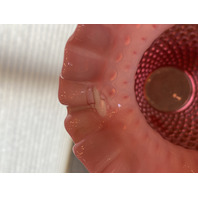 LARGE VTG FENTON Cranberry Opalescent Hobnail Ruffled Rim Art Glass Vase 8.5"H