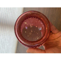 LARGE VTG FENTON Cranberry Opalescent Hobnail Ruffled Rim Art Glass Vase 8.5"H