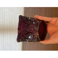 VTG L.E. SMITH Ruby Red Iridescent Carnival QUINTEC Glass Banana Bowl 10.25"L