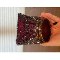 VTG L.E. SMITH Ruby Red Iridescent Carnival QUINTEC Glass Banana Bowl 10.25"L