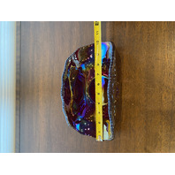 VTG L.E. SMITH Ruby Red Iridescent Carnival QUINTEC Glass Banana Bowl 10.25"L