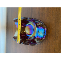 VTG L.E. SMITH Ruby Red Iridescent Carnival QUINTEC Glass Banana Bowl 10.25"L