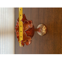 VTG FENTON Marigold Iridescent PERSIAN MEDALLION Compote 6.5"H