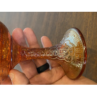 VTG FENTON Marigold Iridescent PERSIAN MEDALLION Compote 6.5"H