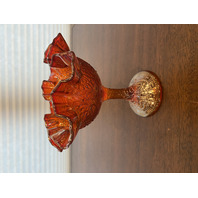 VTG FENTON Marigold Iridescent PERSIAN MEDALLION Compote 6.5"H