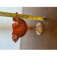 VTG FENTON Marigold Iridescent PERSIAN MEDALLION Compote 6.5"H