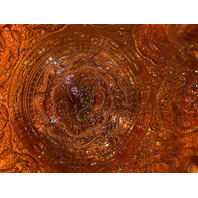 VTG FENTON Marigold Iridescent PERSIAN MEDALLION Compote 6.5"H