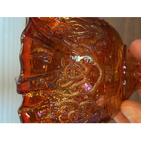 VTG FENTON Marigold Iridescent PERSIAN MEDALLION Compote 6.5"H