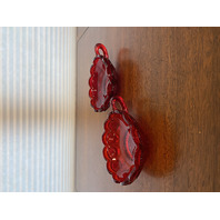 SET(2) VTG Fostoria Ruby Red Coin Glass Scalloped Edge Candy Dishes
