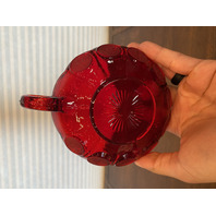 SET(2) VTG Fostoria Ruby Red Coin Glass Scalloped Edge Candy Dishes