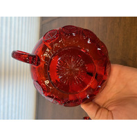 SET(2) VTG Fostoria Ruby Red Coin Glass Scalloped Edge Candy Dishes