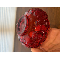 SET(2) VTG Fostoria Ruby Red Coin Glass Scalloped Edge Candy Dishes