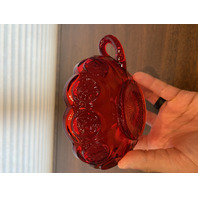 SET(2) VTG Fostoria Ruby Red Coin Glass Scalloped Edge Candy Dishes