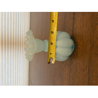 VTG FENTON Light Blue Art Glass Ruffled Rim Melon Vase 4.75"H