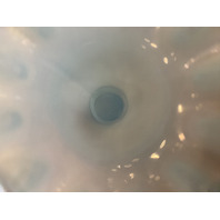 VTG FENTON Light Blue Art Glass Ruffled Rim Melon Vase 4.75"H