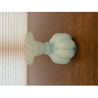 VTG FENTON Light Blue Art Glass Ruffled Rim Melon Vase 4.75"H