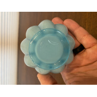 VTG FENTON Light Blue Art Glass Ruffled Rim Melon Vase 4.75"H