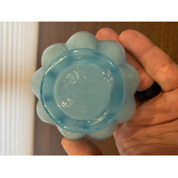 VTG FENTON Light Blue Art Glass Ruffled Rim Melon Vase 4.75"H