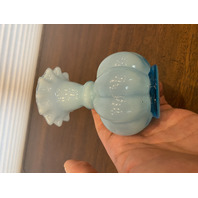 VTG FENTON Light Blue Art Glass Ruffled Rim Melon Vase 4.75"H