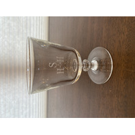 SET(8) STEUBEN Etched Monogram"HSH" Crystal Water Goblets 5.75"H SIGNED