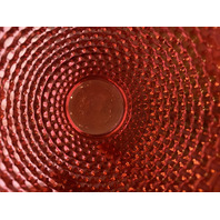 LARGE VTG FENTON Cranberry Opalescent Hobnail Ruffled Rim Art Glass Vase 7.25"H