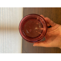 LARGE VTG FENTON Cranberry Opalescent Hobnail Ruffled Rim Art Glass Vase 7.25"H