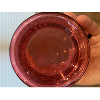 LARGE VTG FENTON Cranberry Opalescent Hobnail Ruffled Rim Art Glass Vase 7.25"H