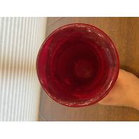 VTG FENTON Ruby Red Berries & Leaves HAND PAINTED Art Glass Vase 9.5"H SIGNED